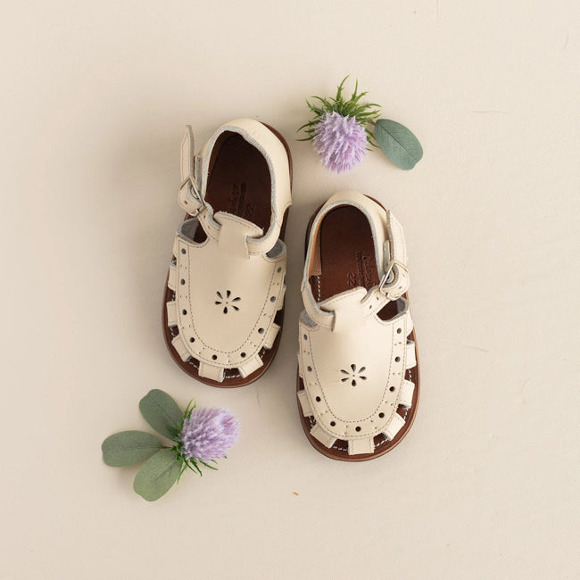 Adelisa & Co Cream Flora Children's Leather Shoe