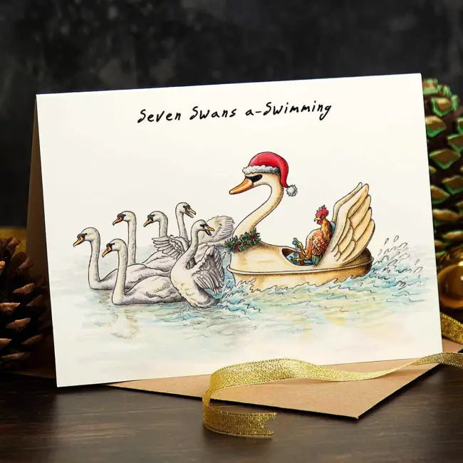 Bewilderbeest Card - Seven Swans Swimming