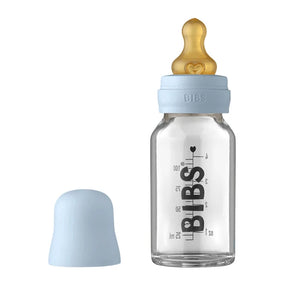 Bibs Baby Glass Bottle Complete Set Latex 110ml - Baby Blue