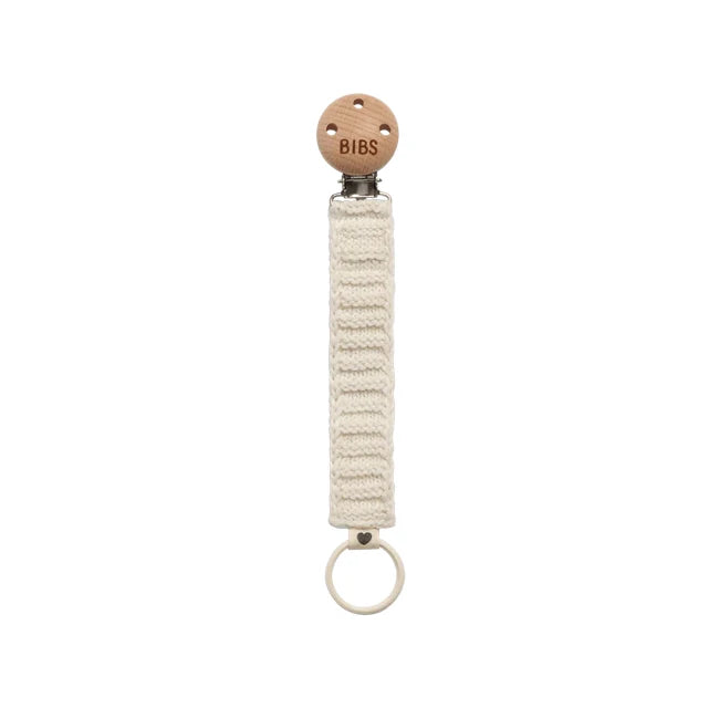 Bibs Pacifier Clip Knitted - Ivory