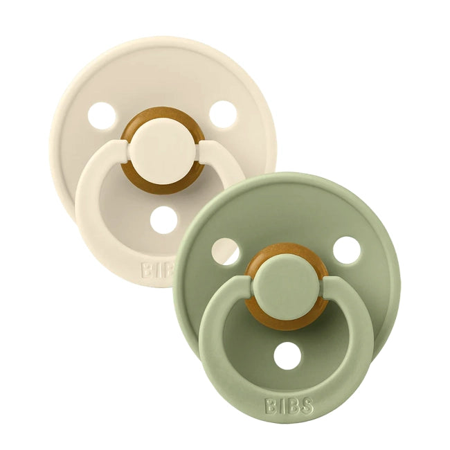 Bibs Original Colour Collection Symmetrical Latex Pacifier 2pk - Ivory/Sage