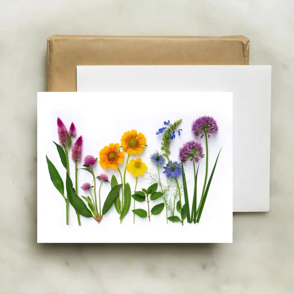 bottle branch botanical card - rainbow with allium