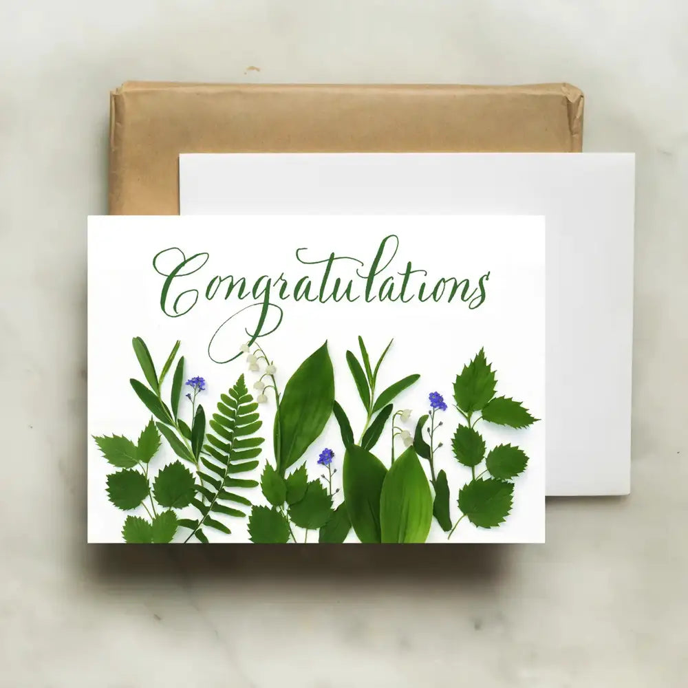 bottle branch botanical congratulations card - lily of the valley