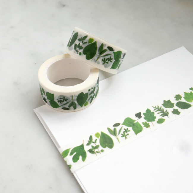 Bottle Brush Washi Tape - Green Leaves