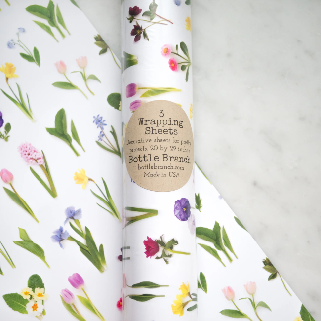 Bottle Branch Gift Wrap - Rainbow of Spring Flowers