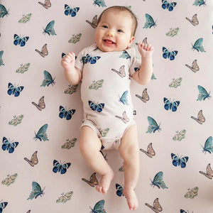 Kyte Baby Printed Bodysuit in Blush Butterfly