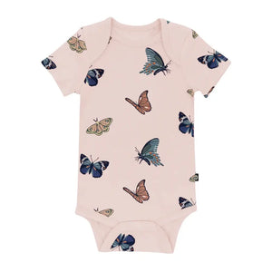 Kyte Baby Printed Bodysuit in Blush Butterfly