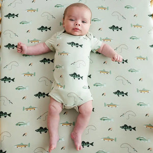 Kyte Baby Printed Bodysuit in Fishing