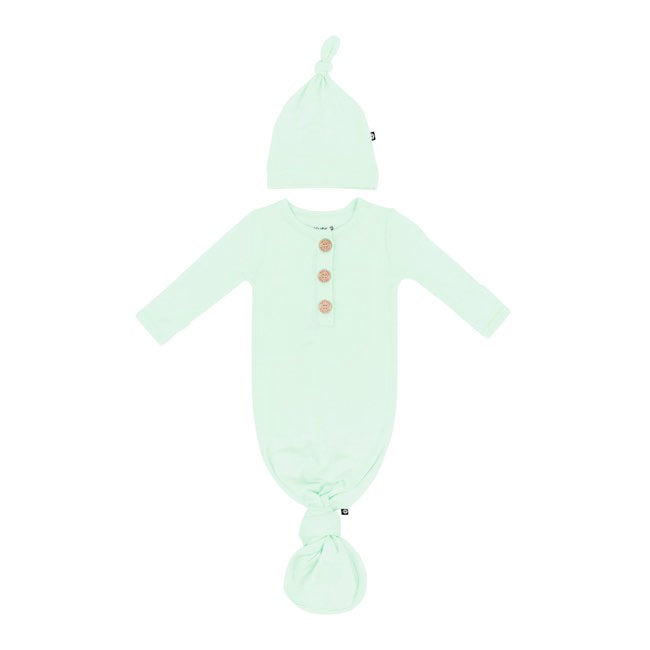 Kyte Baby Knotted Gown with Hat in Mint