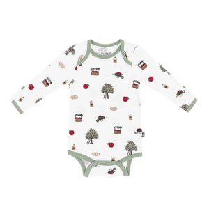 Kyte Baby Printed Long Sleeve Bodysuit in Apple Orchard