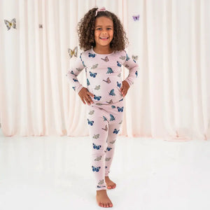 Kyte Baby Printed Long Sleeve Pajama in Blush Butterfly