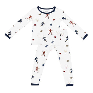 Kyte Baby Printed Long Sleeve Pajamas in Football