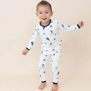 Kyte Baby Printed Long Sleeve Pajamas in Football