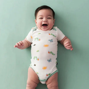 Kyte Baby Short Sleeve Printed Bodysuit in The Very Hungry Caterpillar and Friends