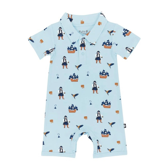 Kyte Baby Printed Polo Shortall in Pirate