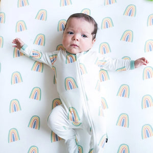 Kyte Baby Printed Zippered Footie in Wasabi Rainbow