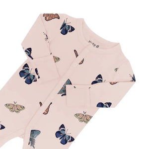 Kyte Baby Printed Snap Romper in Blush Butterfly