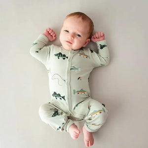 Kyte Baby Printed Snap Romper in Fishing