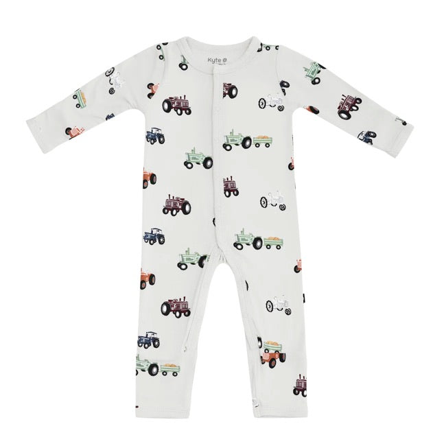 Kyte Baby Printed Snap Romper in Tractor