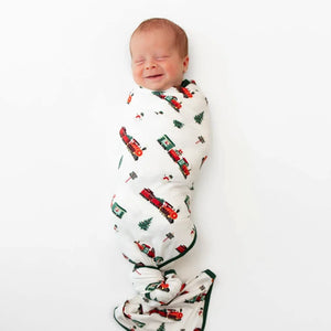 Kyte Baby Printed Swaddle Blanket in Holiday Train