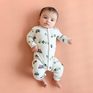 Kyte Baby Printed Snap Romper in Tractor