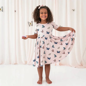 Kyte Baby Printed Twirl Dress in Blush Butterfly