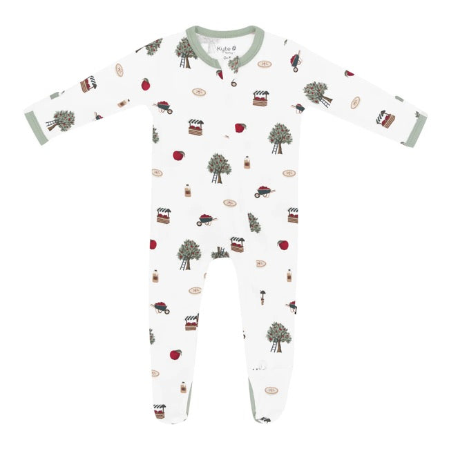 Kyte Baby Printed Zippered Footie in Apple Orchard