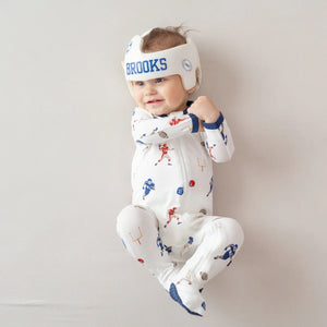 Kyte Baby Printed Zippered Footie in Football