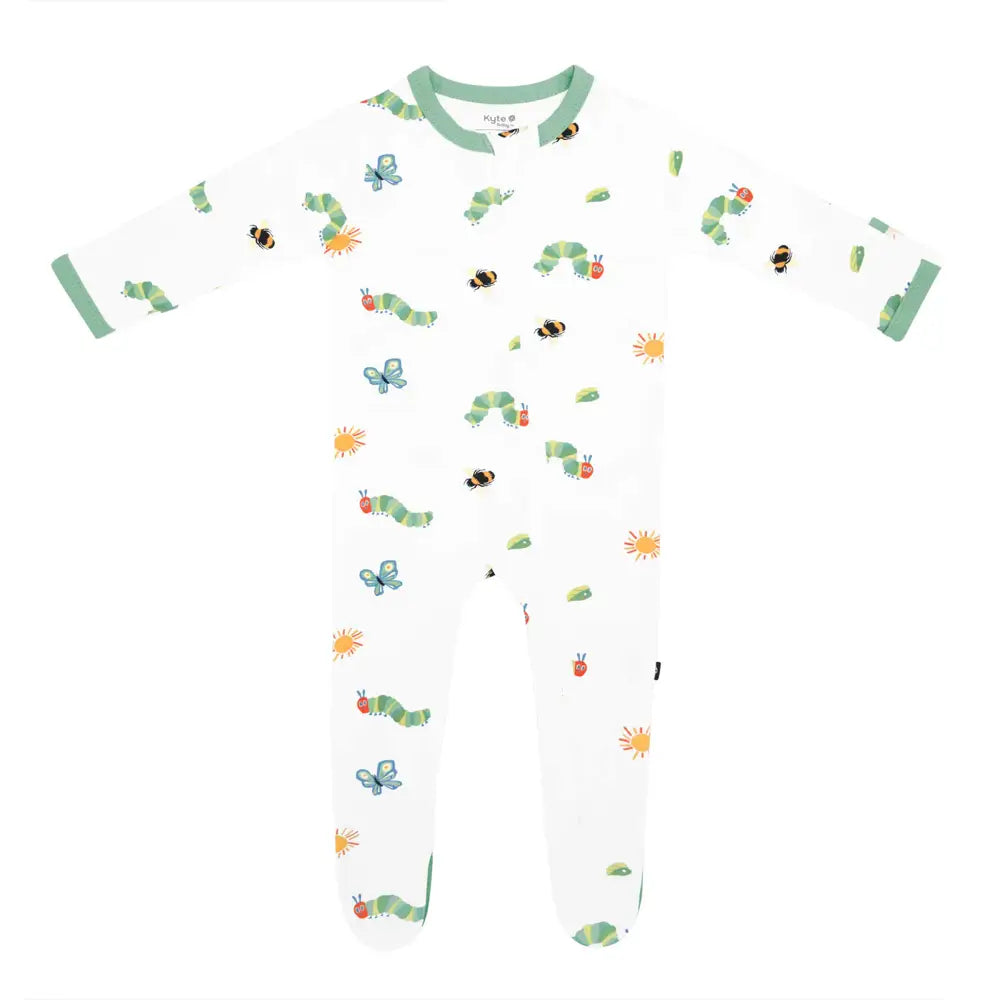 Kyte Baby Printed Zippered Footie in The Very Hungry Caterpillar and Friends