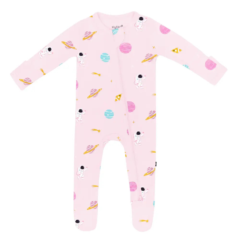 Kyte Baby Printed Zippered Footie in Sakura Space