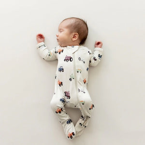 Kyte Baby Printed Zippered Footie in Tractor