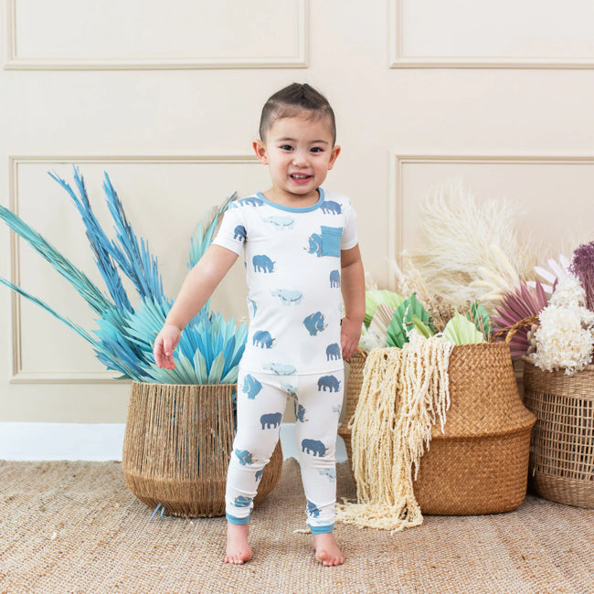 Kyte Baby Short Sleeve with Pants Pajamas in Rhino 2T