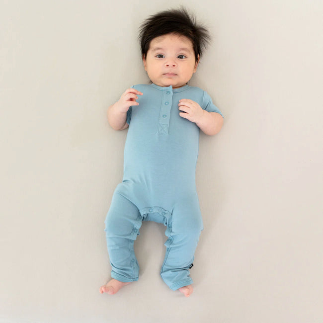 Kyte Baby Short Sleeve Romper in Dusty Blue 0 3m