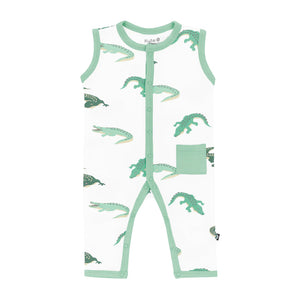 Kyte Baby Printed Sleeveless Snap Romper in Crocodile