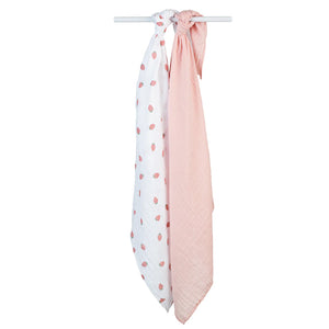 Lulujo 2pk Cotton Muslin Swaddles - Strawberries + Ballet Pink