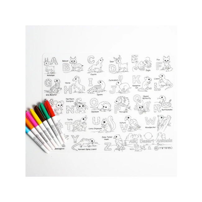 Miminoo Reusable Colouring Mat & Marker Set - Desert Animal ABC