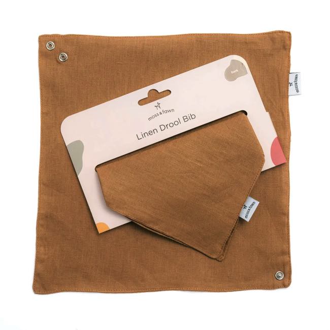 Moss & Fawn 100% Linen Drool Bib - Bark