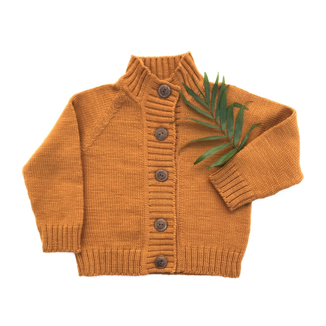 Nooks Golden Spruce Merino Wool Knit Cardigan