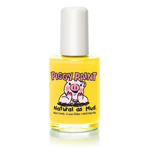 Piggy Paint nail polish in Bae Bee Bliss, a matte yellow shade.