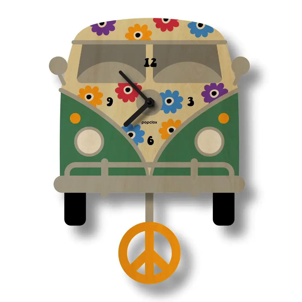 Popclox Pendulum Wall Clock - Peace Bus