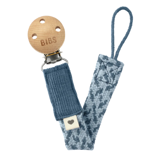 Bibs Pacifier Clip Paci Braid - Petrol/Baby Blue