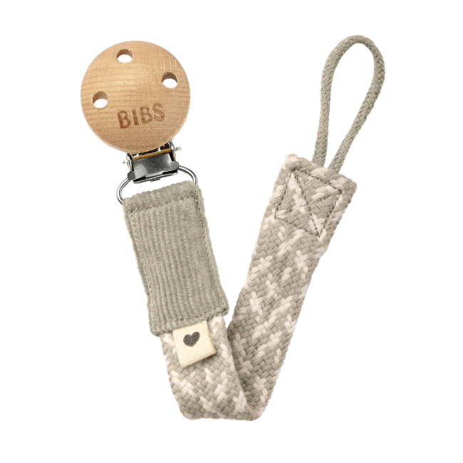 Bibs Pacifier Clip Paci Braid - Sand/Ivory