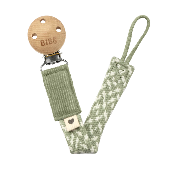 Bibs Pacifier Clip Paci Braid - Sage/Ivory