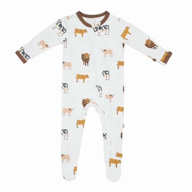 Trail Print Zippered Bamboo Footie by Kyte Baby