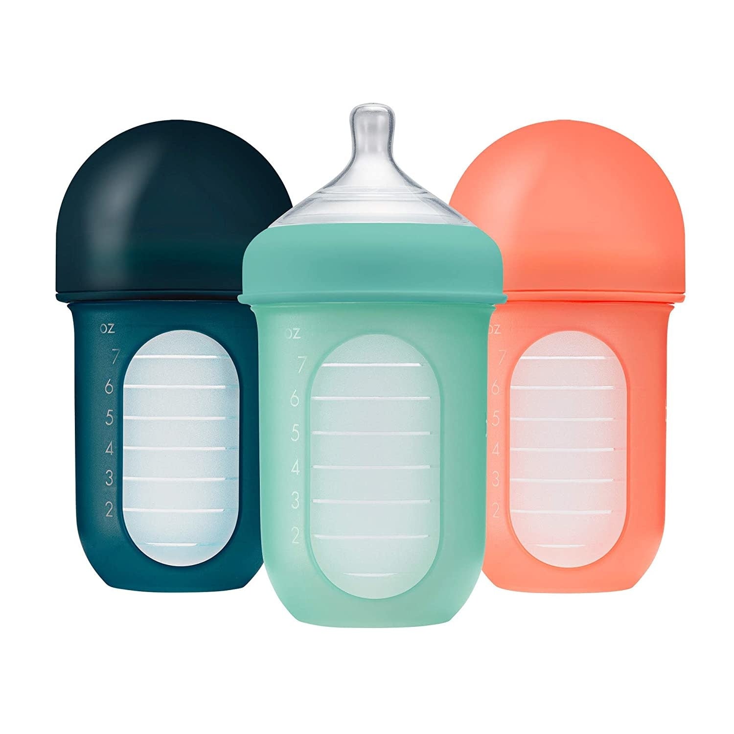 Boon Nursh 8oz Silicone Pouch Baby Bottle 3pk Mint Multi