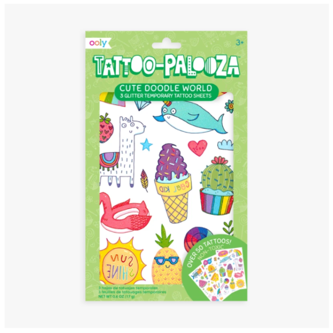 ooly tattoo palooza temporary tattoo - cute doodle world